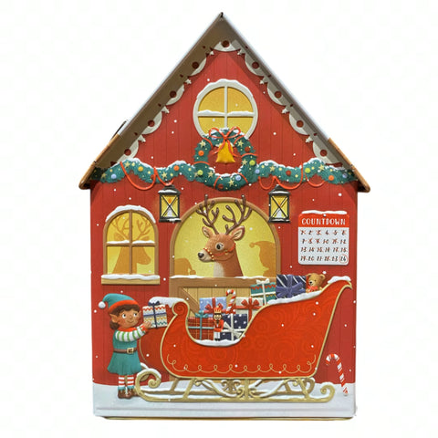 Julemandens værksted spilledåse og kagedåse