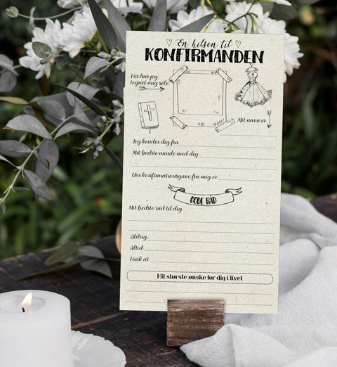 En hilsen til konfirmanden pige