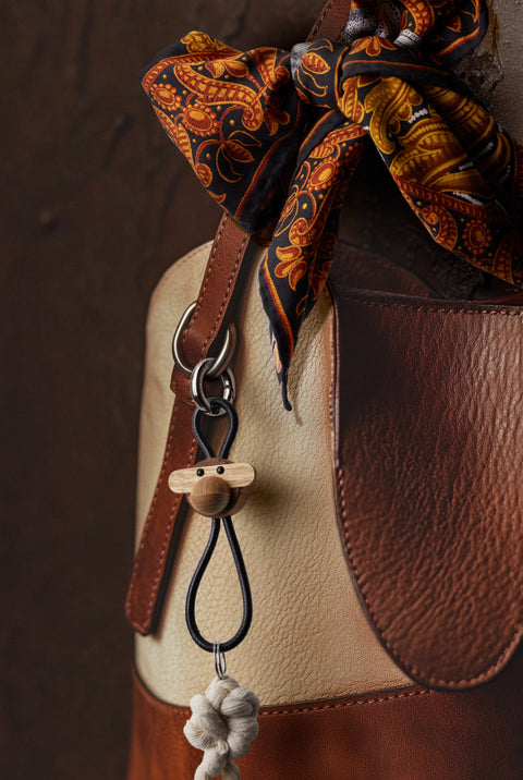 Kay Bojesen Nøglering Abe m/ sort læder